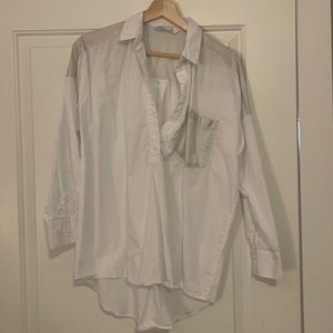 Shimmer grey detailed white shirt